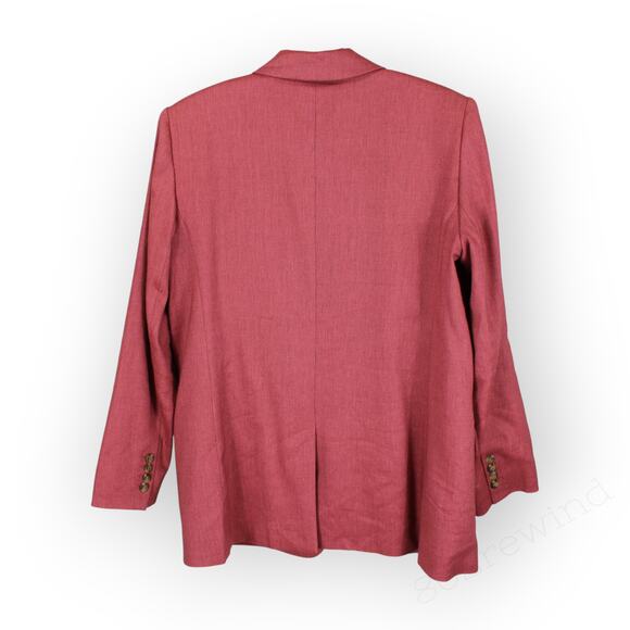 Sz12 AnnTaylor Longline Blazer LinenBlend Rose Burgundy Relaxed - Picture 4 of 11